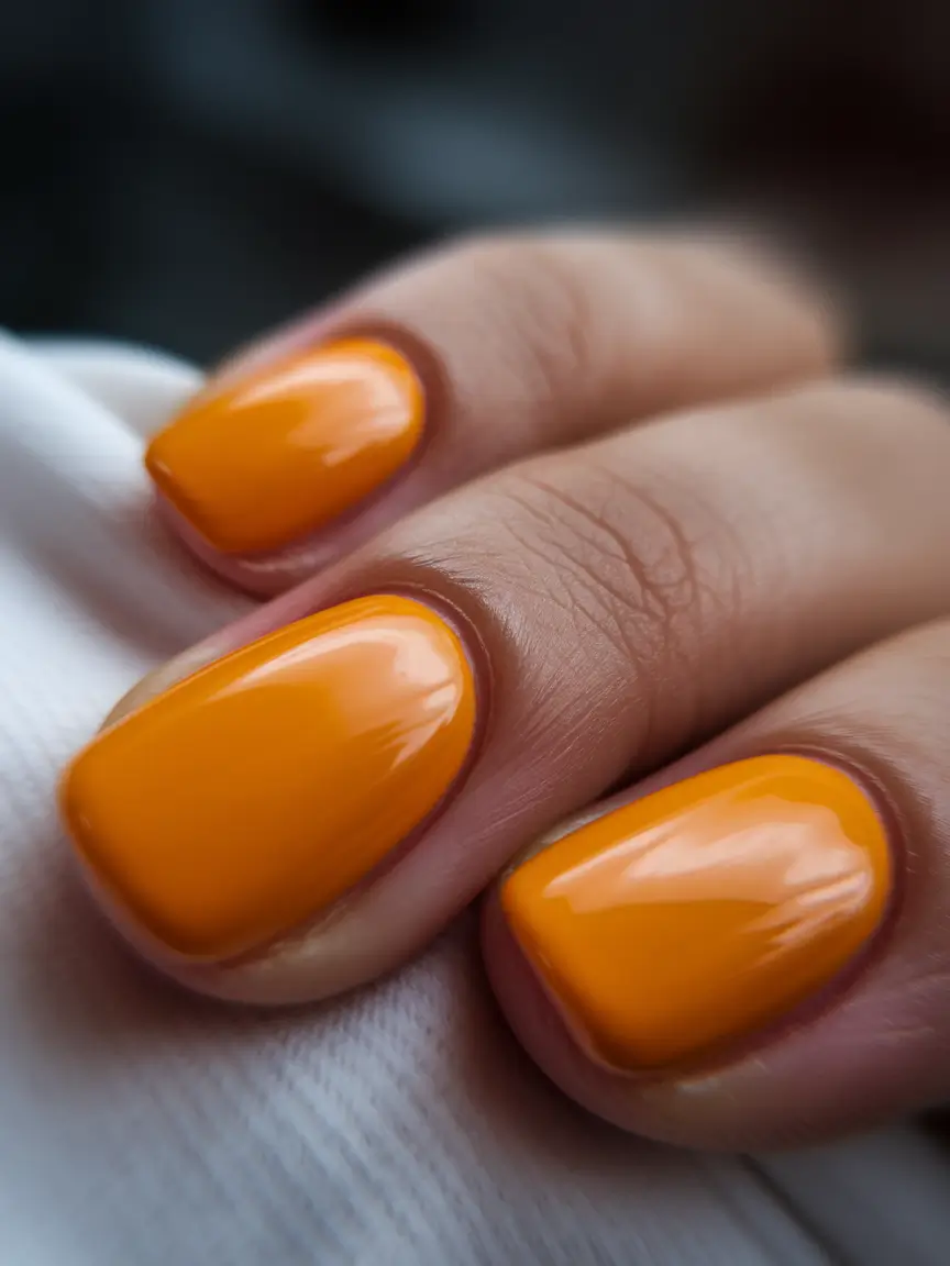 Fall Nail design for October 2025 Spiced Pumpkin Short Nails