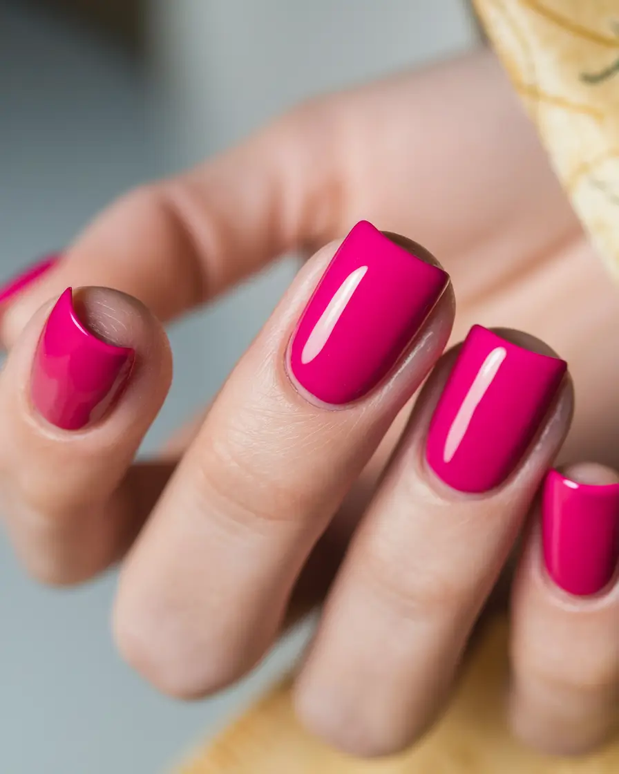 Fall Nail design for October 2025 Bold Fuchsia Short Nails