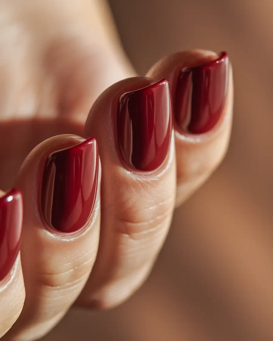 Fall Nail design for October 2025 Deep Burgundy Elegance