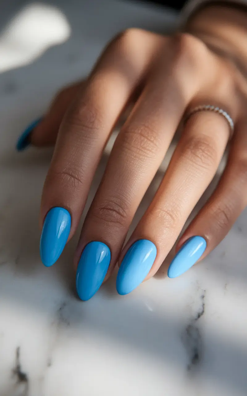 Fall Nail design for October 2025 Vivid Sky Blue Pop