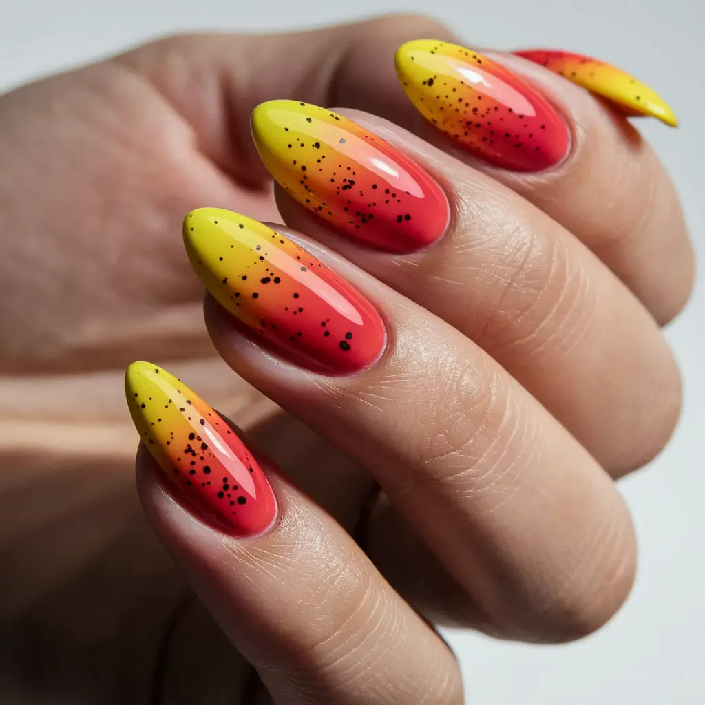 Fall Nail design for October 2025 Autumn Sunset Ombre