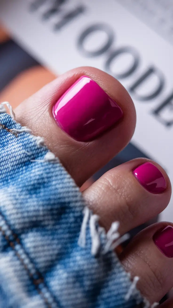 Fall Seasonal Toe Nails for October 2025 Magenta Energy Burst
