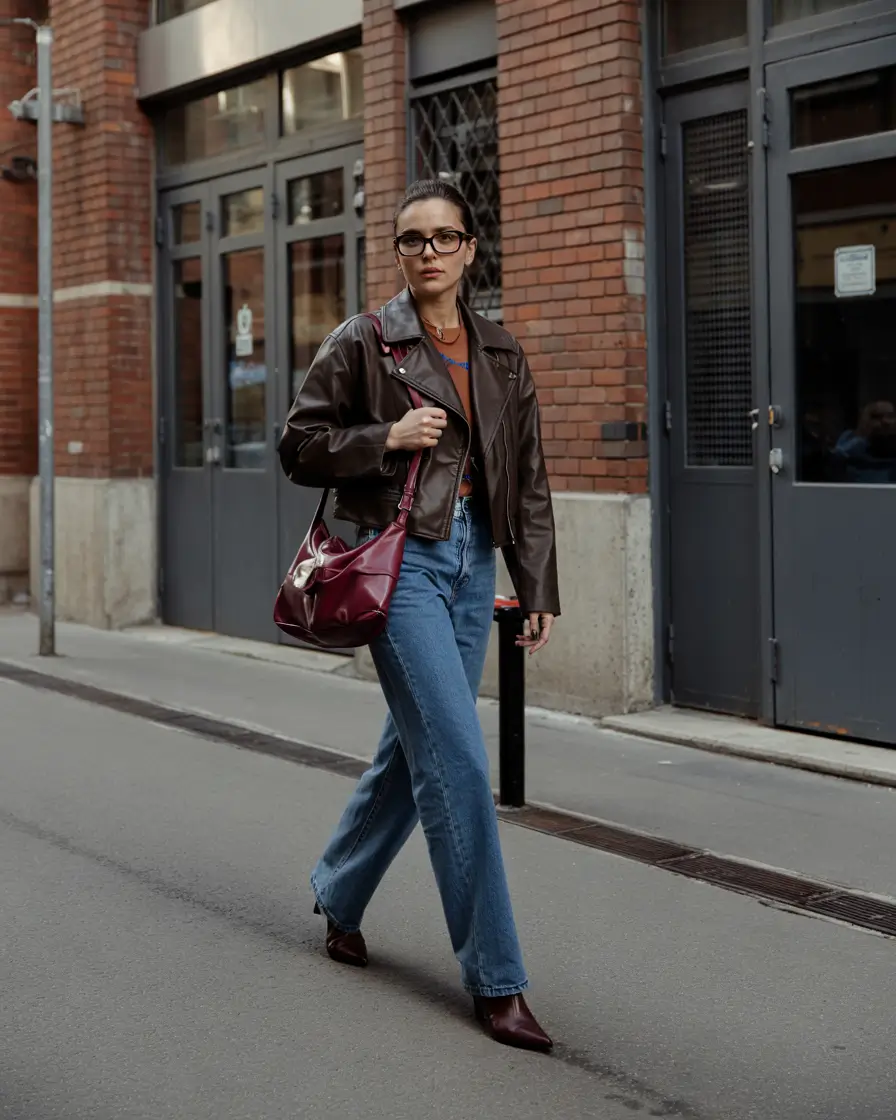 Fall to Winter 2025 Outfit Ideas Leather Jacket Street Edge