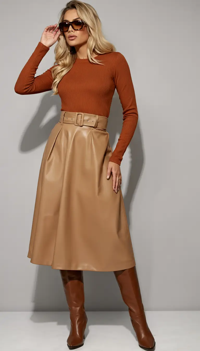 Fall to Winter 2025 Outfit Ideas Caramel Skirt Chic