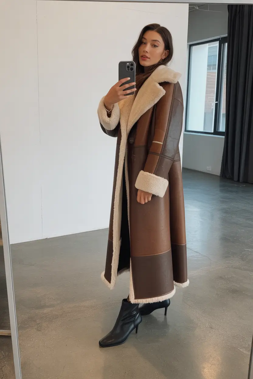 Fashion Inspo for Winter 2025 - 2026 Shearling Longline Statement