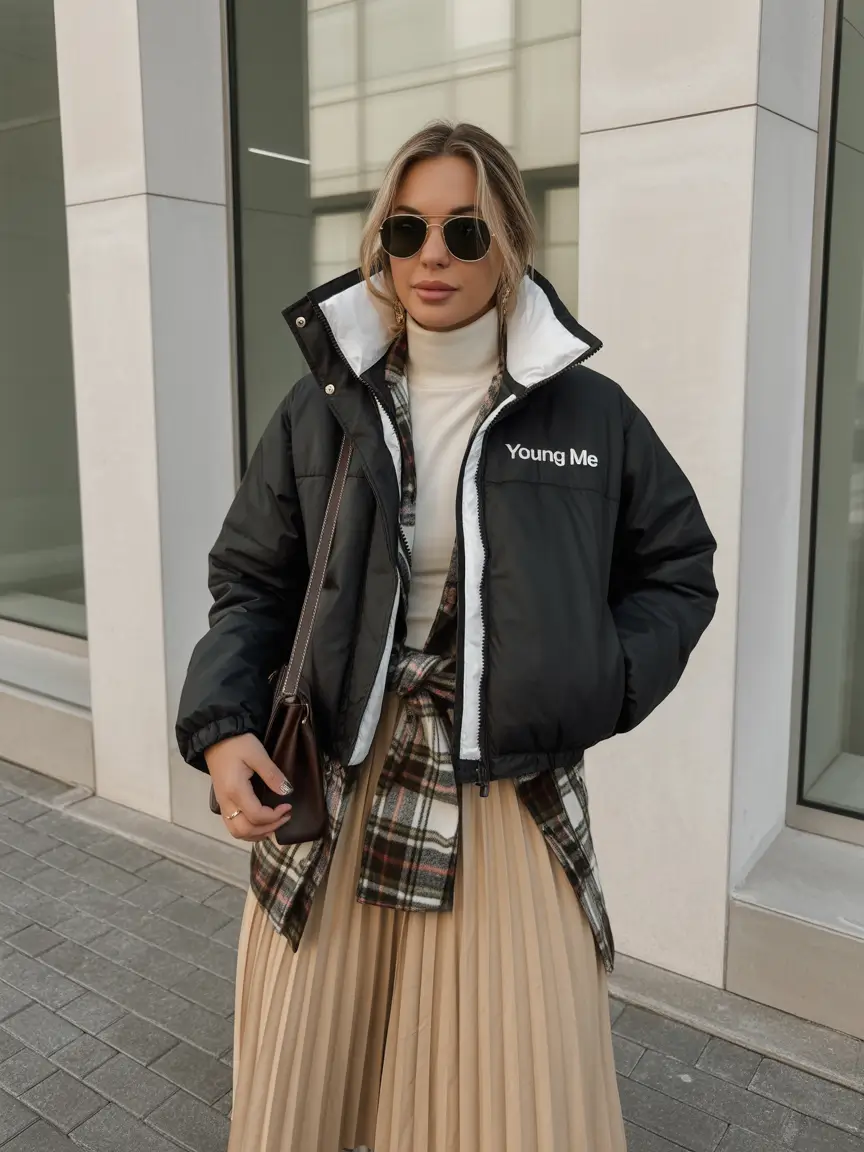 Fashion Inspo for Winter 2025 - 2026 Mixing Skirts with Streetwear