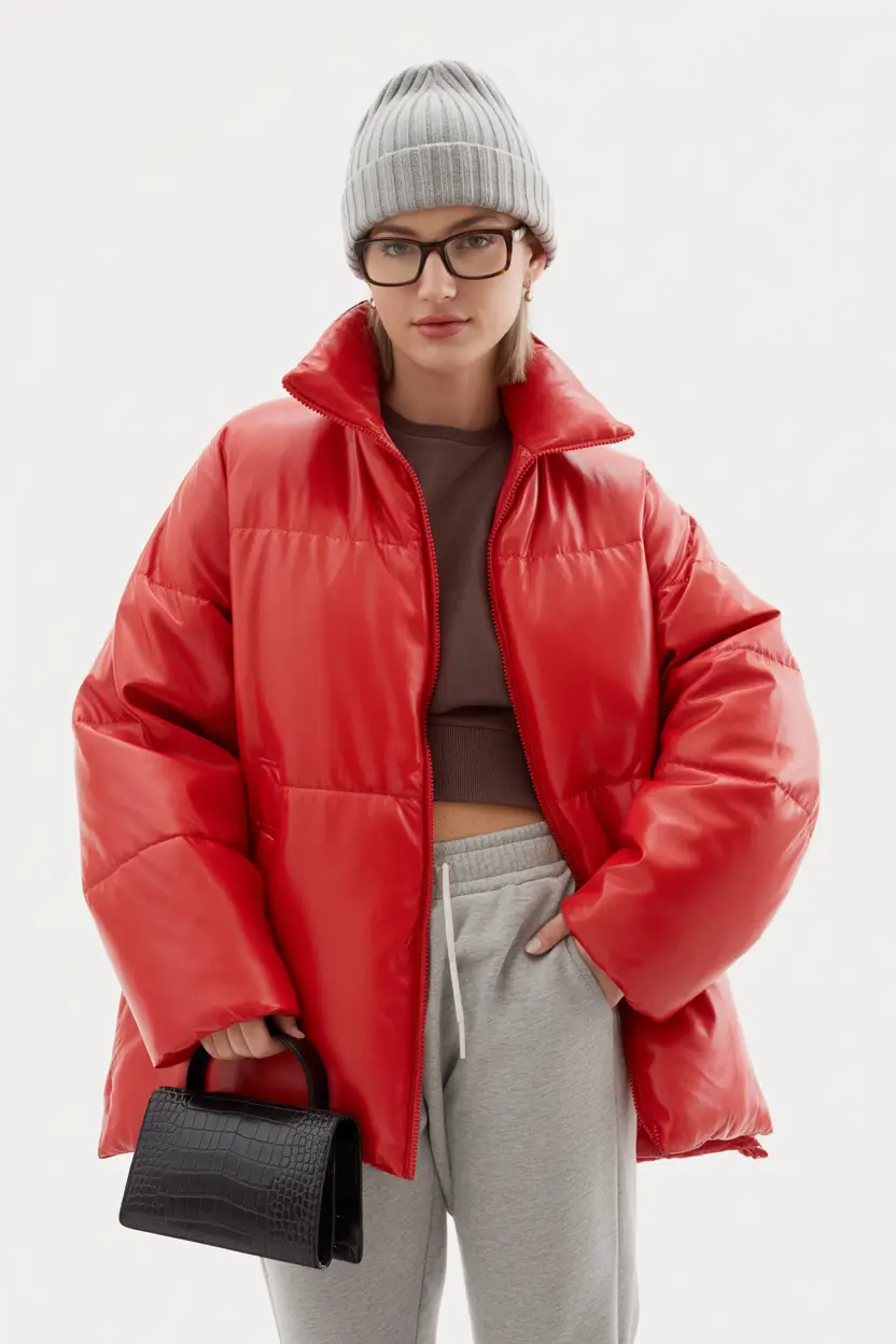 Fashion Inspo for Winter 2025 - 2026 Bold Red Street Puffer