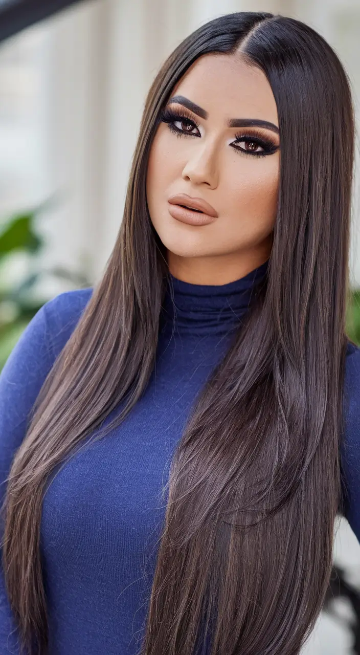 Haircuts to Try in October 2025 Ultra Sleek Brunette with Precision Cut