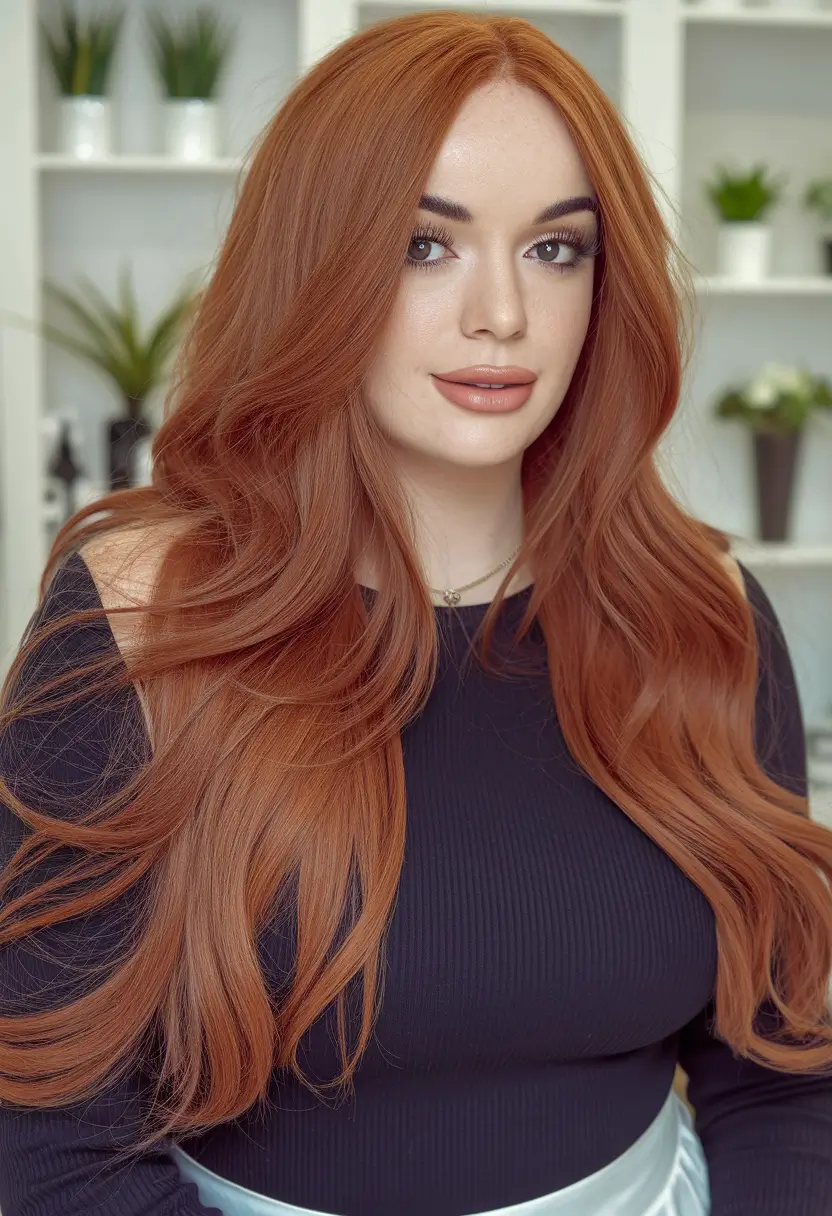 Haircuts to Try in October 2025 Rust-Toned Red with Flowing Layers