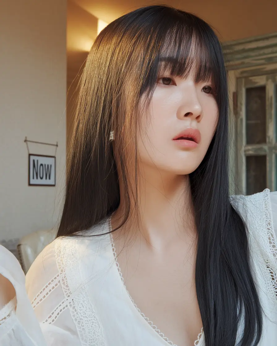 Haircuts to Try in October 2025 Sleek Black with Straight Bangs