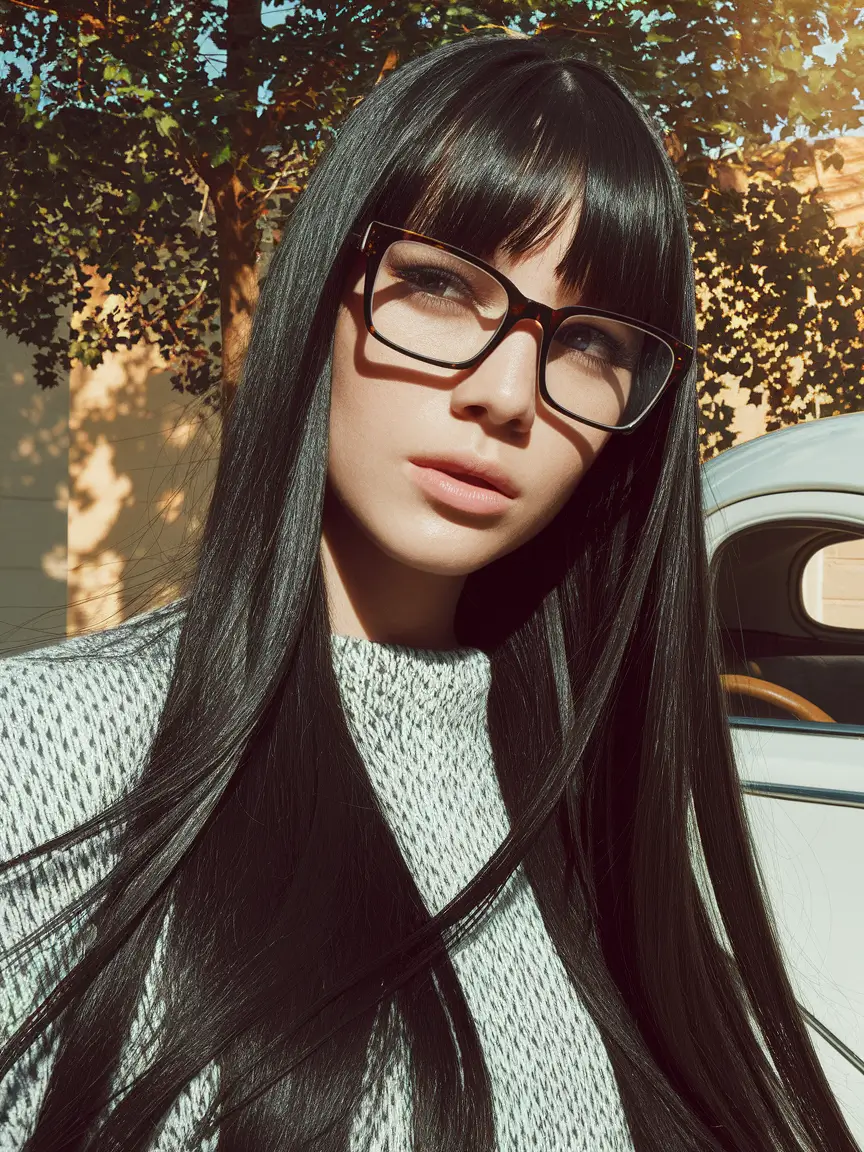 Haircuts to Try in October 2025 Glossy Black with Intellectual Edge