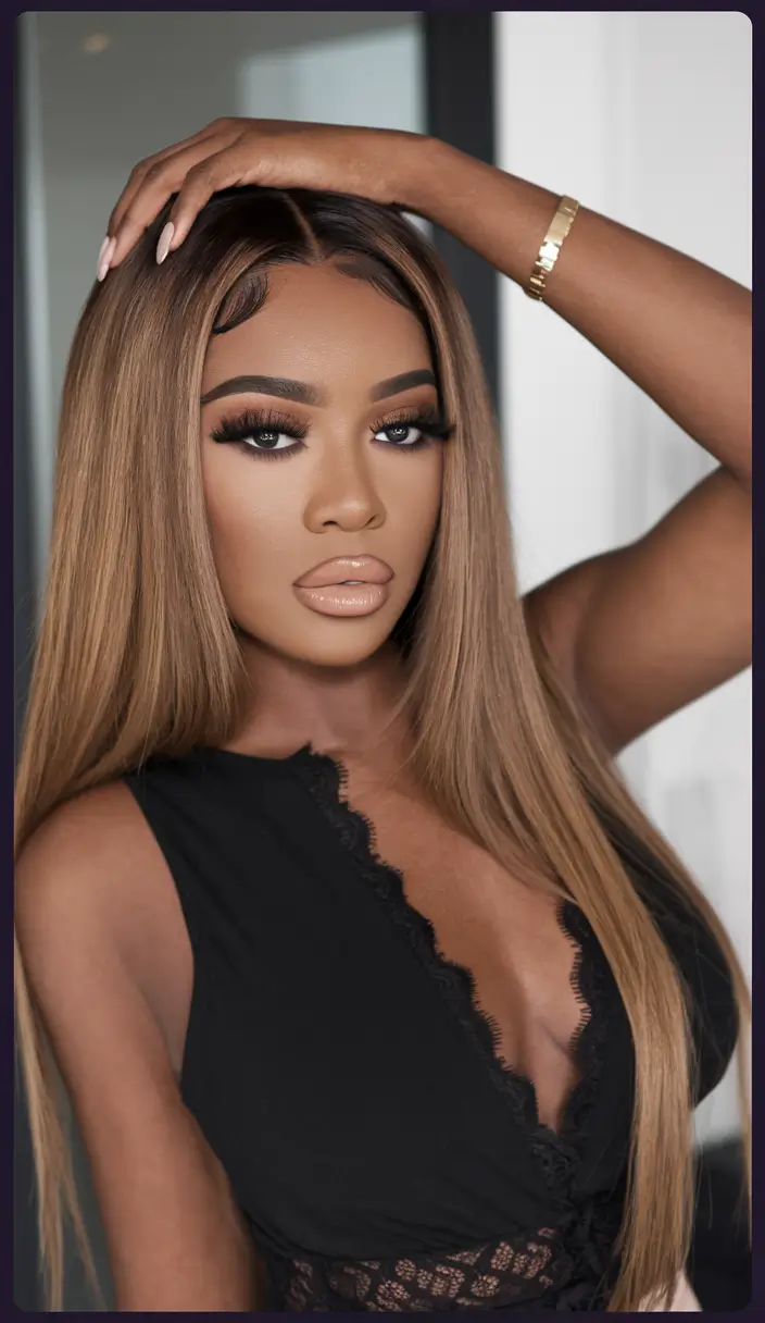 Hairstyles for Black Women Winter 2025-2026 Honey Brown Sleek Layers