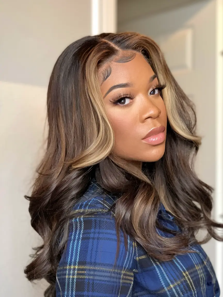 Hairstyles for Black Women Winter 2025-2026 Caramel Highlights with Face-Framing Pieces