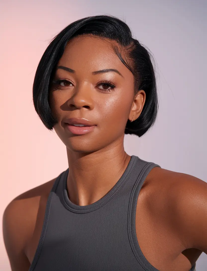 Hairstyles for Black Women Winter 2025-2026 Sleek Side-Parted Short Bob