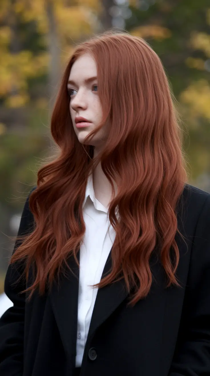 October 2025 Fall Hair Color Trends Warm Auburn Waves