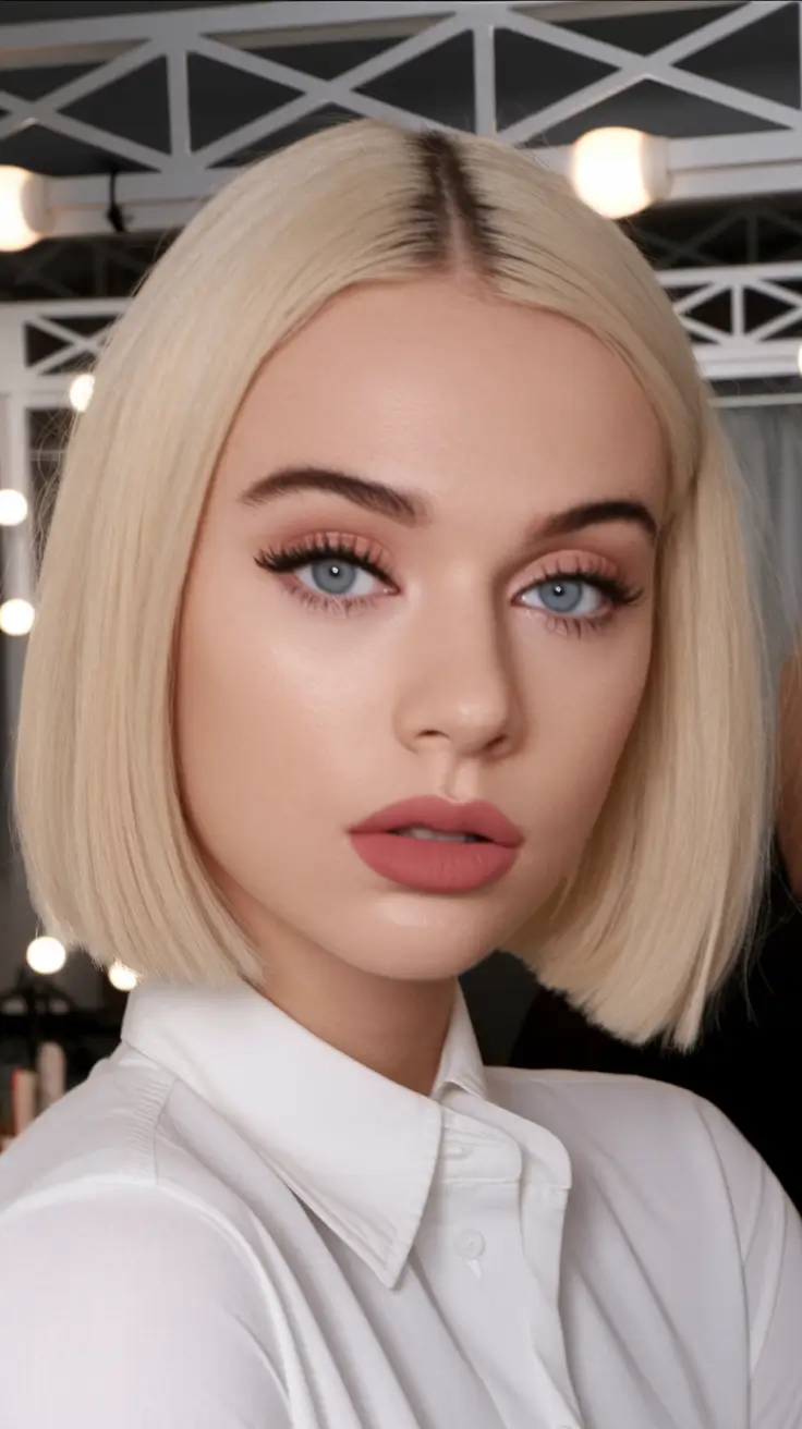 October 2025 Fall Hair Color Trends Classic Platinum Bob