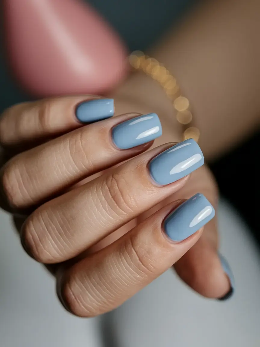 October 2025 Nail Colors Ideas Soft Denim Blue