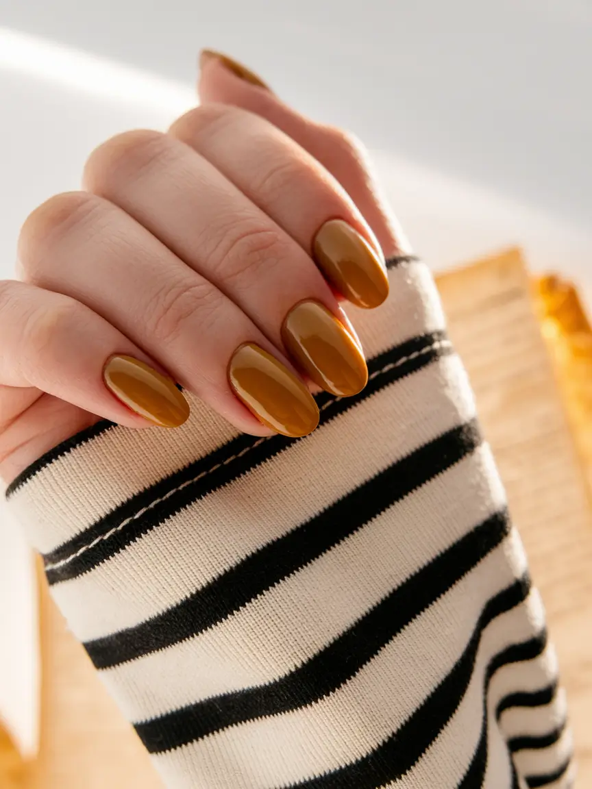 October 2025 Nail Colors Ideas Warm Caramel Gloss