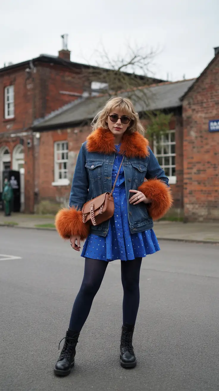 Outfit Inspiration for Winter 2025 / 2026 Retro Denim with Faux Fur Drama