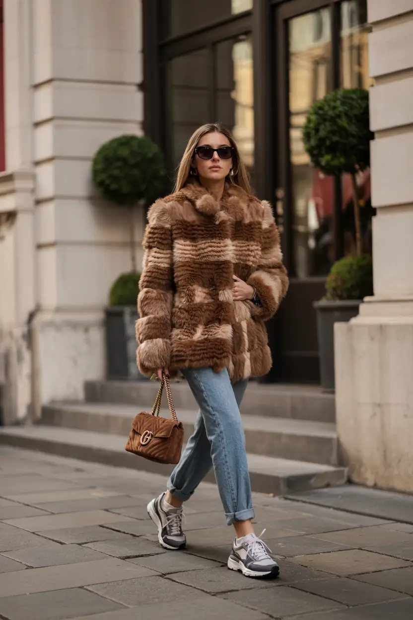 Outfit Inspiration for Winter 2025 / 2026 Chic Fur and Denim Contrast