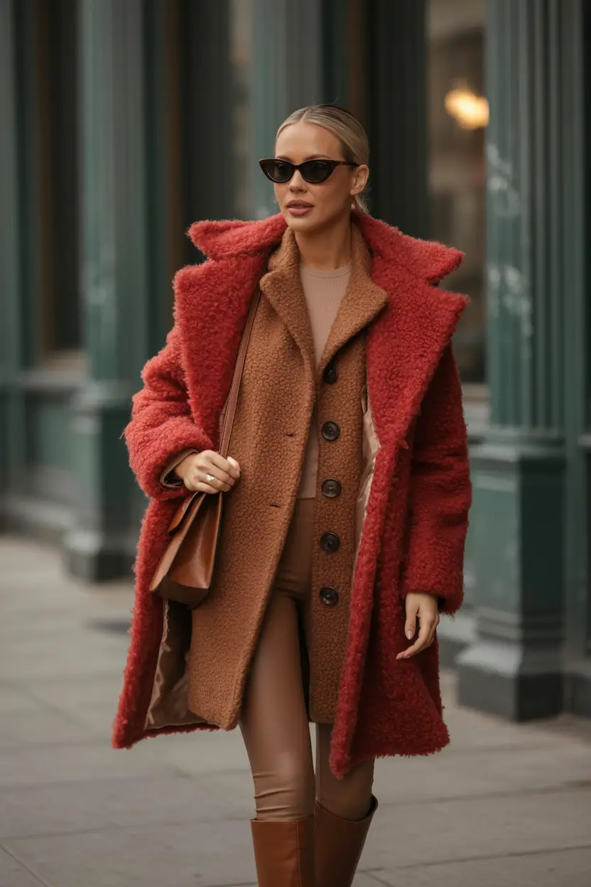 Outfits Aesthetic for Winter 2025 - 2026 Layered Neutrals with a Pop of Rust