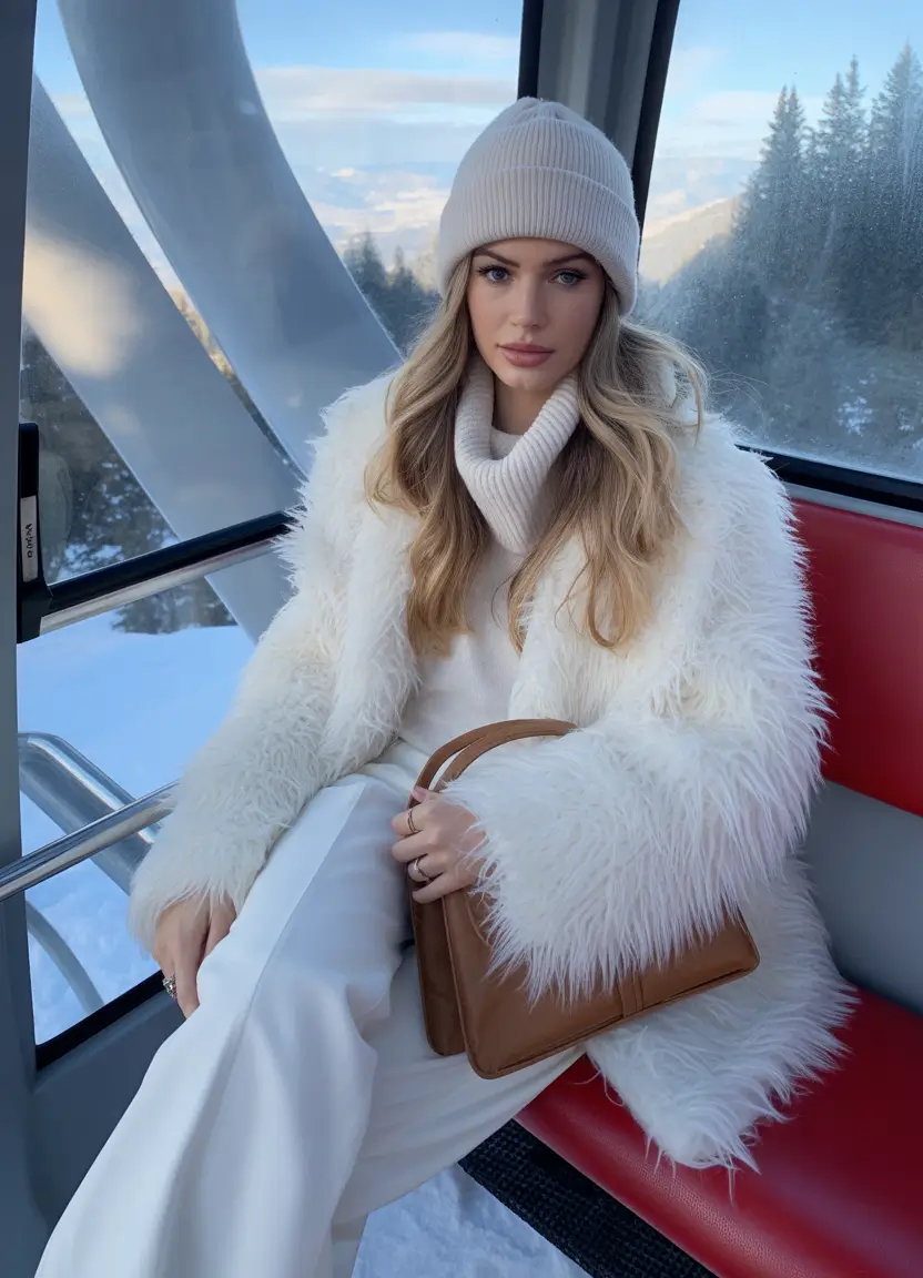 Outfits Aesthetic for Winter 2025 - 2026 All-White Faux Fur Winter Glow