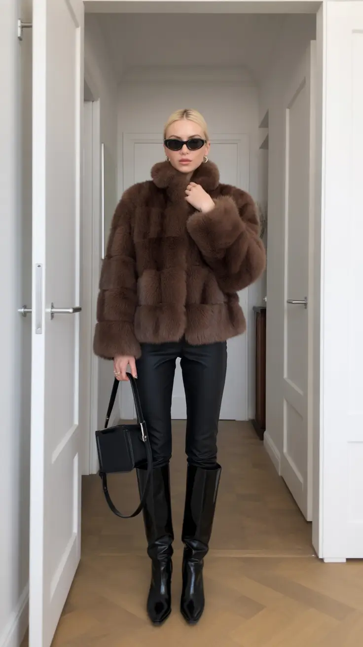Outfits Aesthetic for Winter 2025 - 2026 Dark Luxe with Faux Fur and Leather