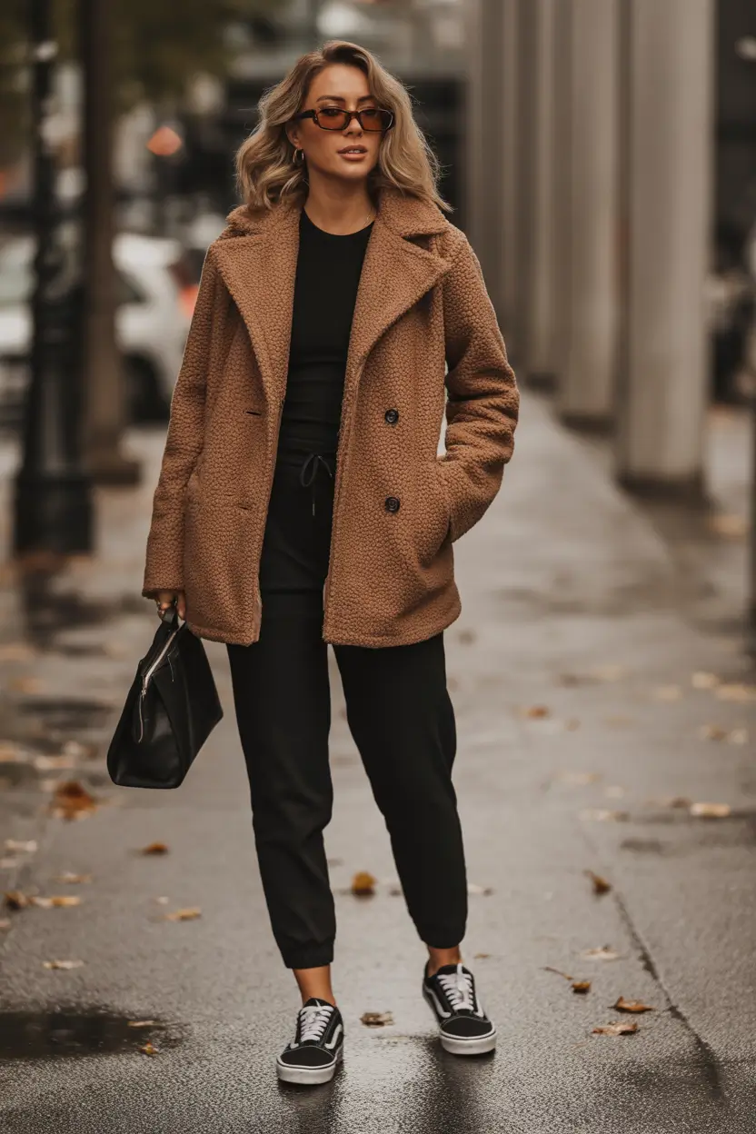 Outfits Aesthetic for Winter 2025 - 2026 Teddy Coat with Relaxed Streetwear Vibe