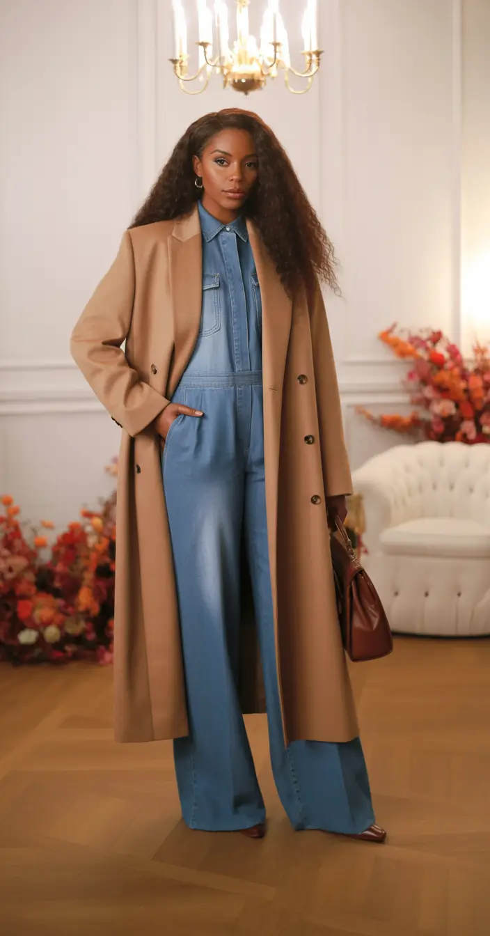 Outfits for Black Girl Winter ideas 2025 2026 Denim Jumpsuit Elegance