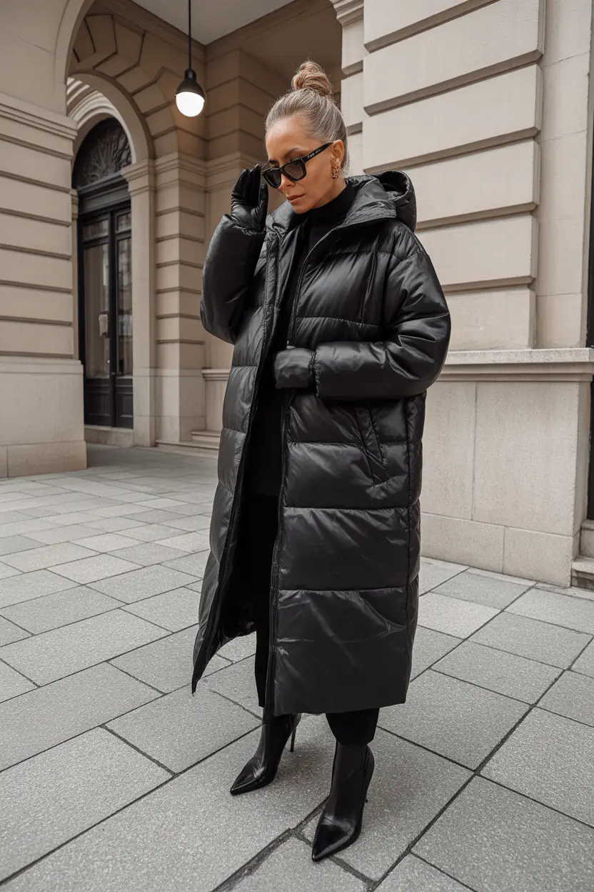 Outfits for Women Over 50: Winter 2025 / 2026 All-Black with a Puffer Punch