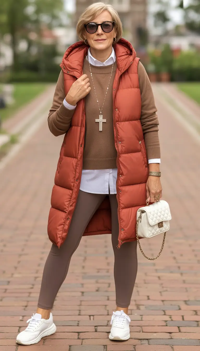 Outfits for Women Over 50: Winter 2025 / 2026 Sporty Long Puffer with Warm Browns