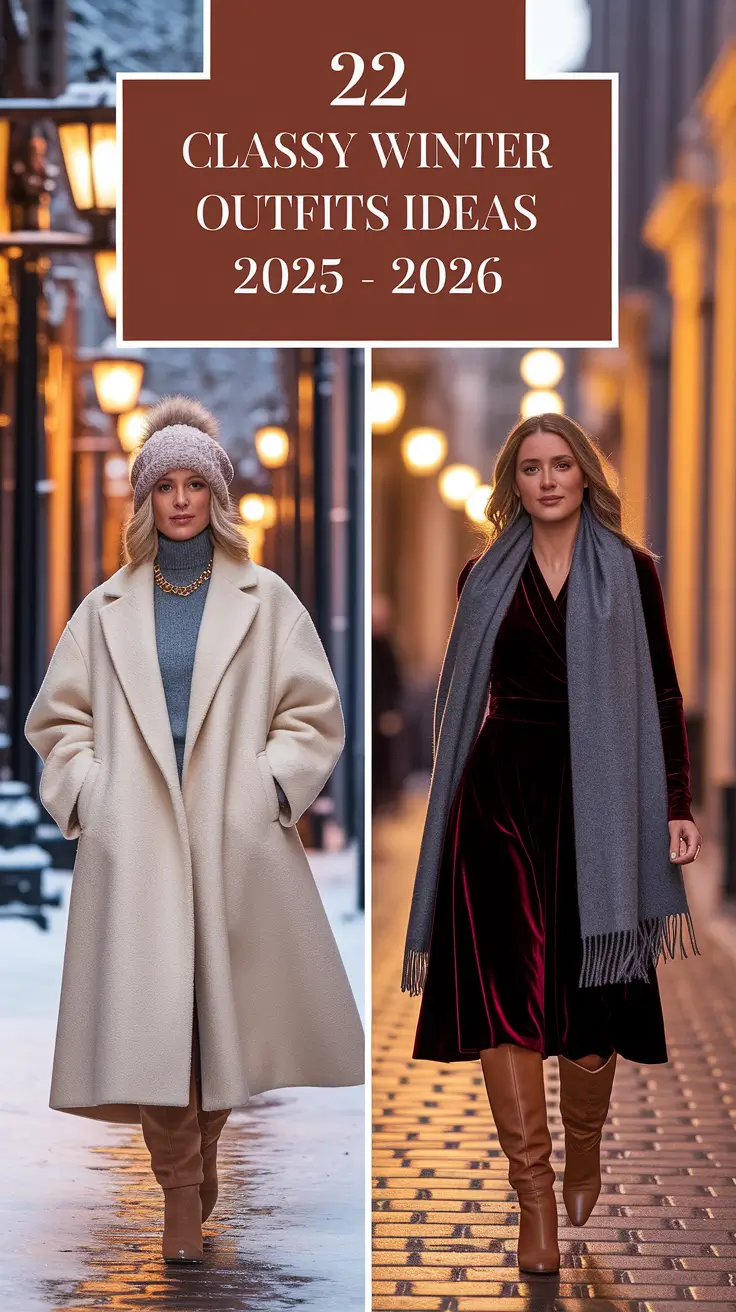 Classy Winter Outfits Ideas 2025 – 2026: Chic, Dressy & Casual Looks for Women