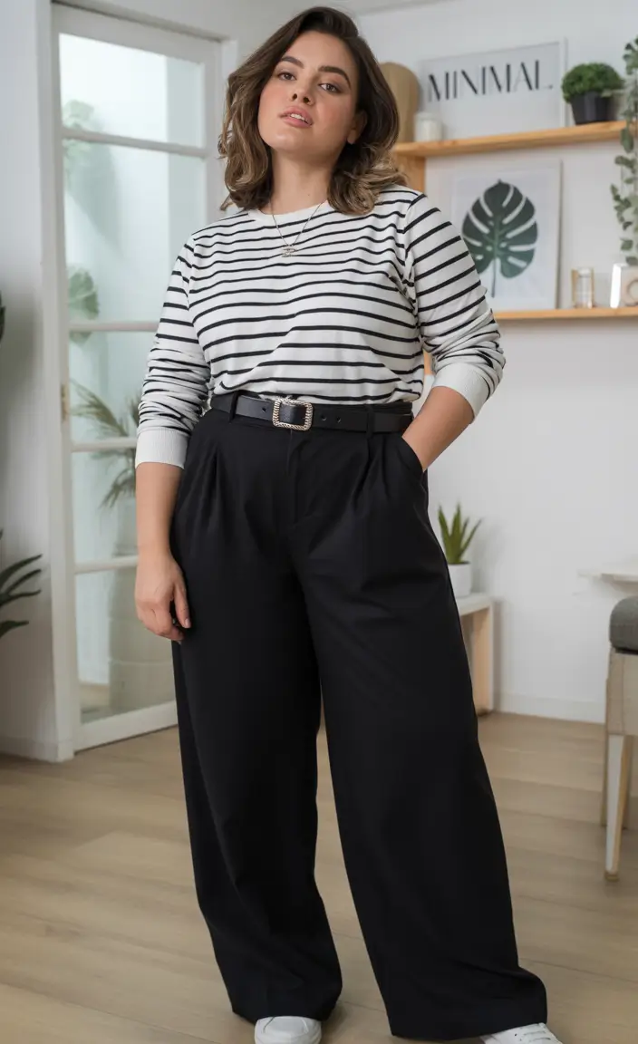 Plus Size Outfits for Winter 2025 / 2026 Effortless Breton Chic