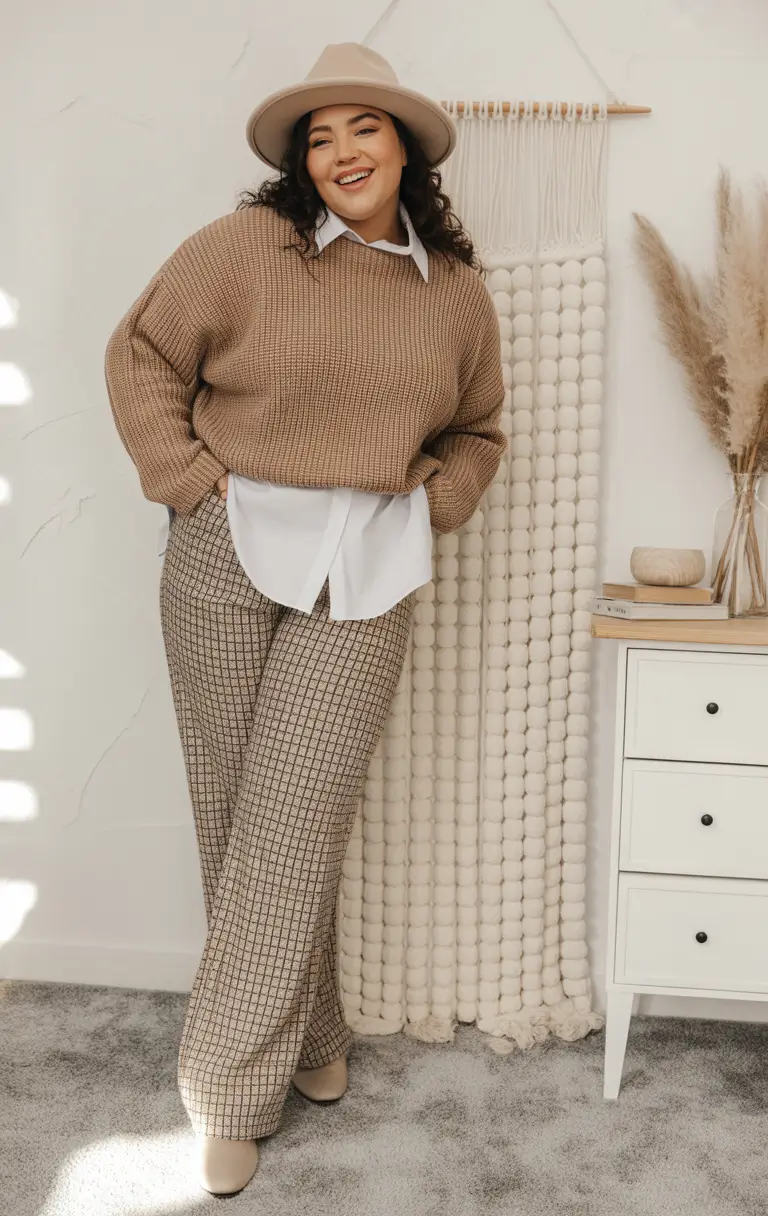 Plus Size Outfits for Winter 2025 / 2026 Neutral Layers With a Boho Twist