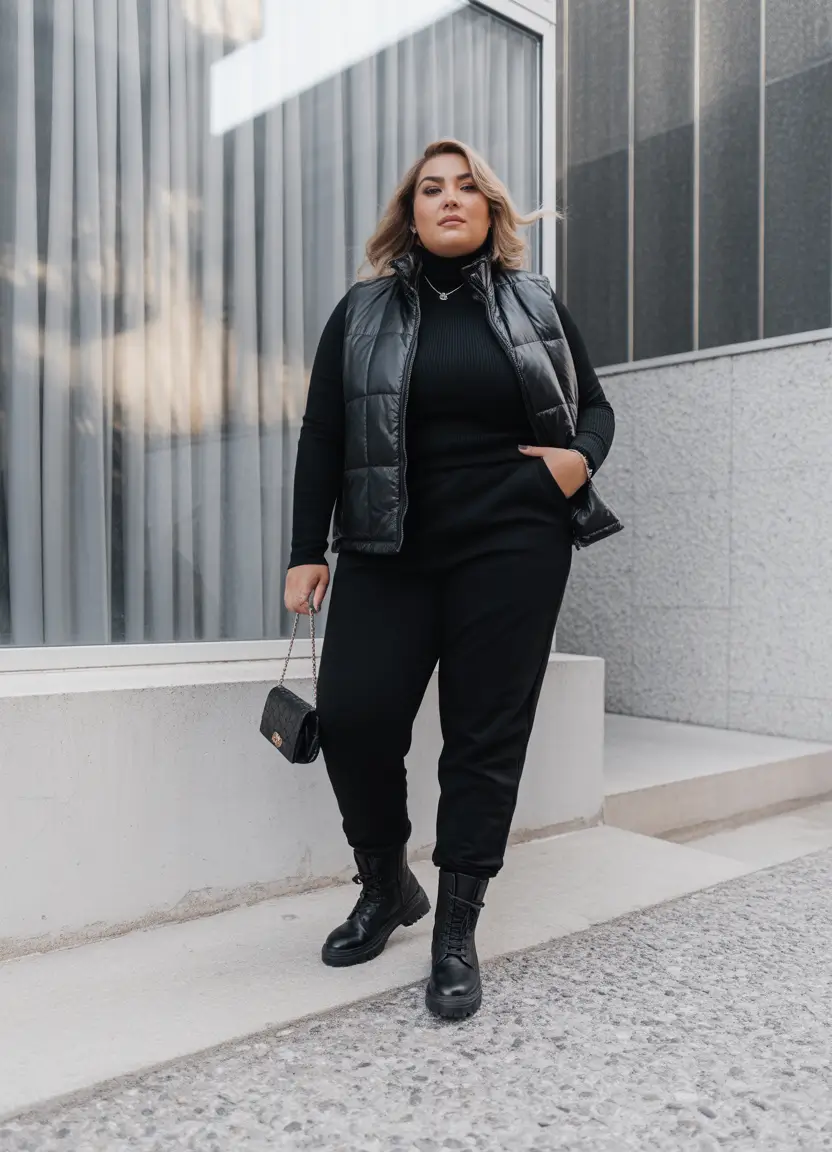 Plus Size Outfits for Winter 2025 / 2026 All-Black Street Chic