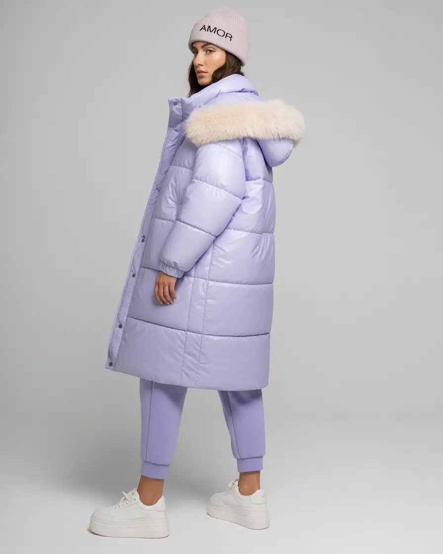 Trendy Winter 2025 - 2026 Puffer Jacket Outfit Lavender Luxe With Cozy Layers
