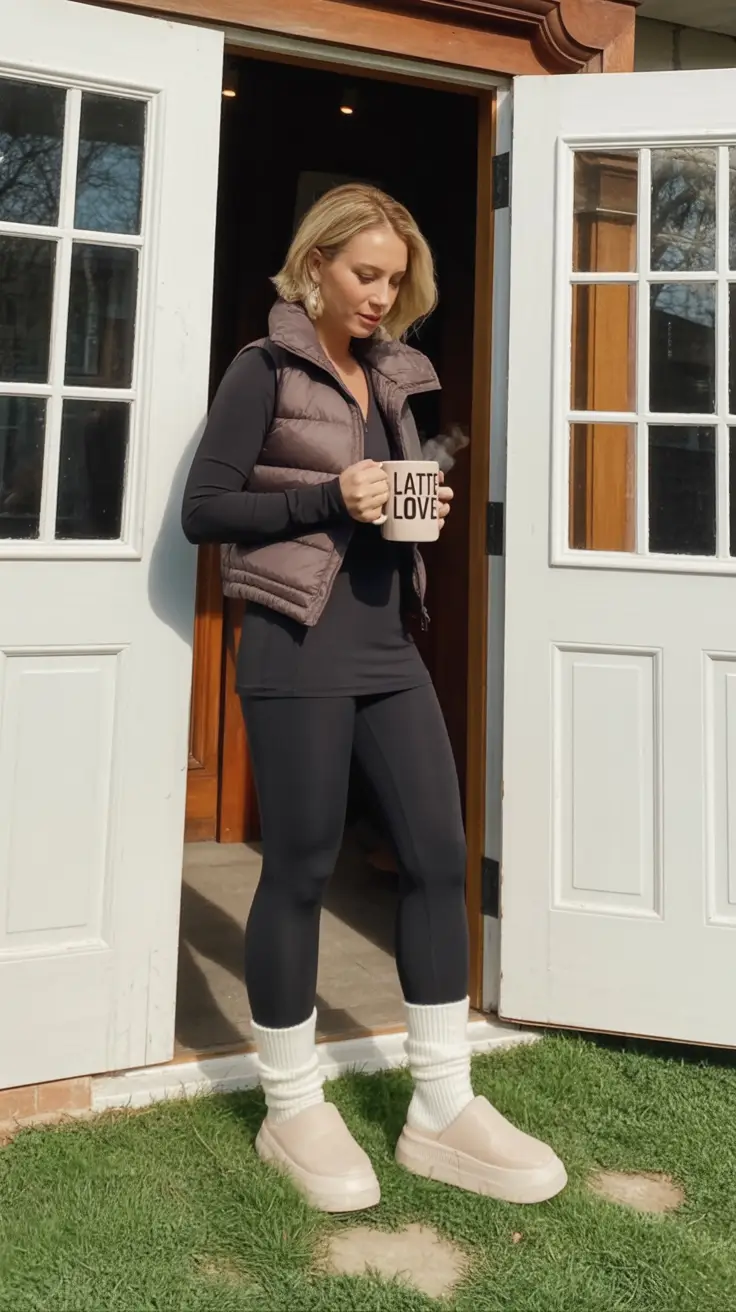 uggs outfit for winter 2025 / 2026 Sporty Layers with White Platform UGGs