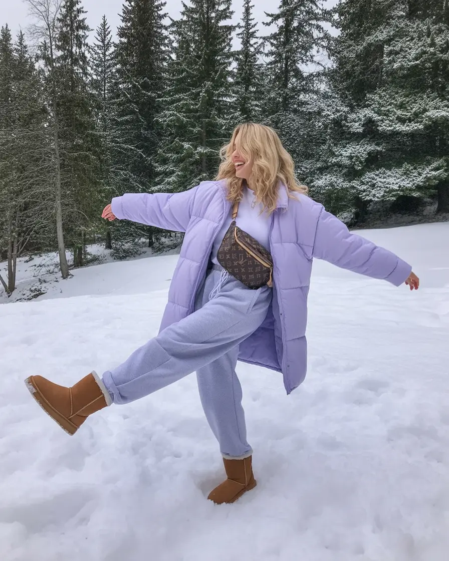 uggs outfit for winter 2025 / 2026 Playful Pastels in the Snow