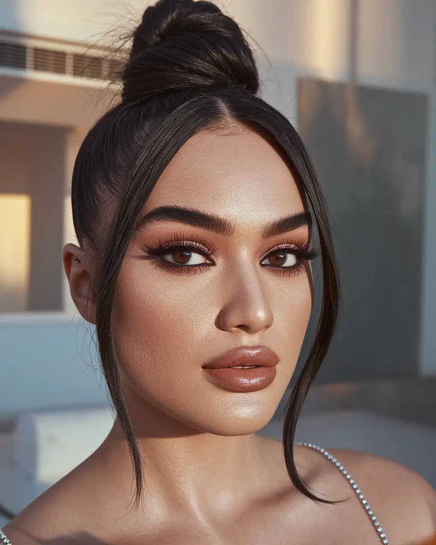 Winter 2025 / 2026: Cute Hairstyle Ideas Effortless High Bun with Face-Framing Strands