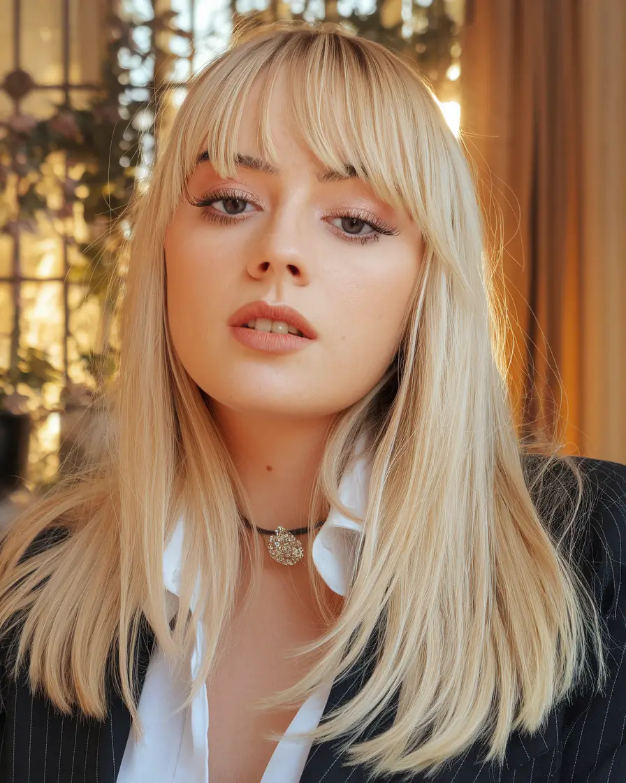 Winter 2025-2026 Formal Hairstyle Inspiration Blonde Fringe with Layers