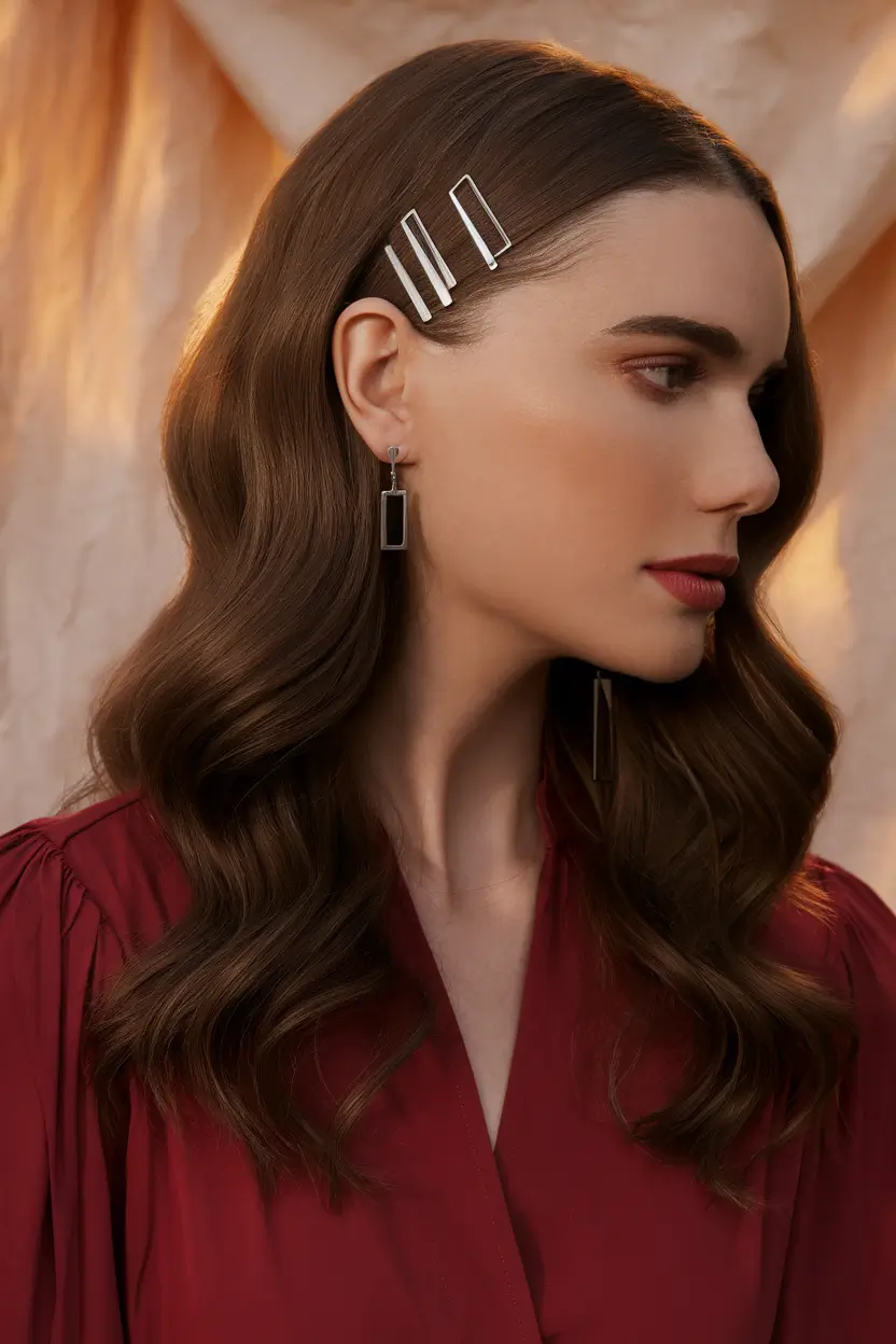 Winter 2025-2026 Formal Hairstyle Inspiration Accessorized Waves with Clips