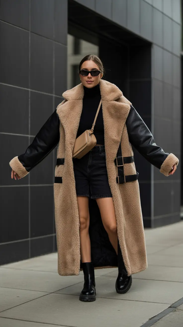 Winter 2025-2026: going out outfit ideas Oversized Shearling Play