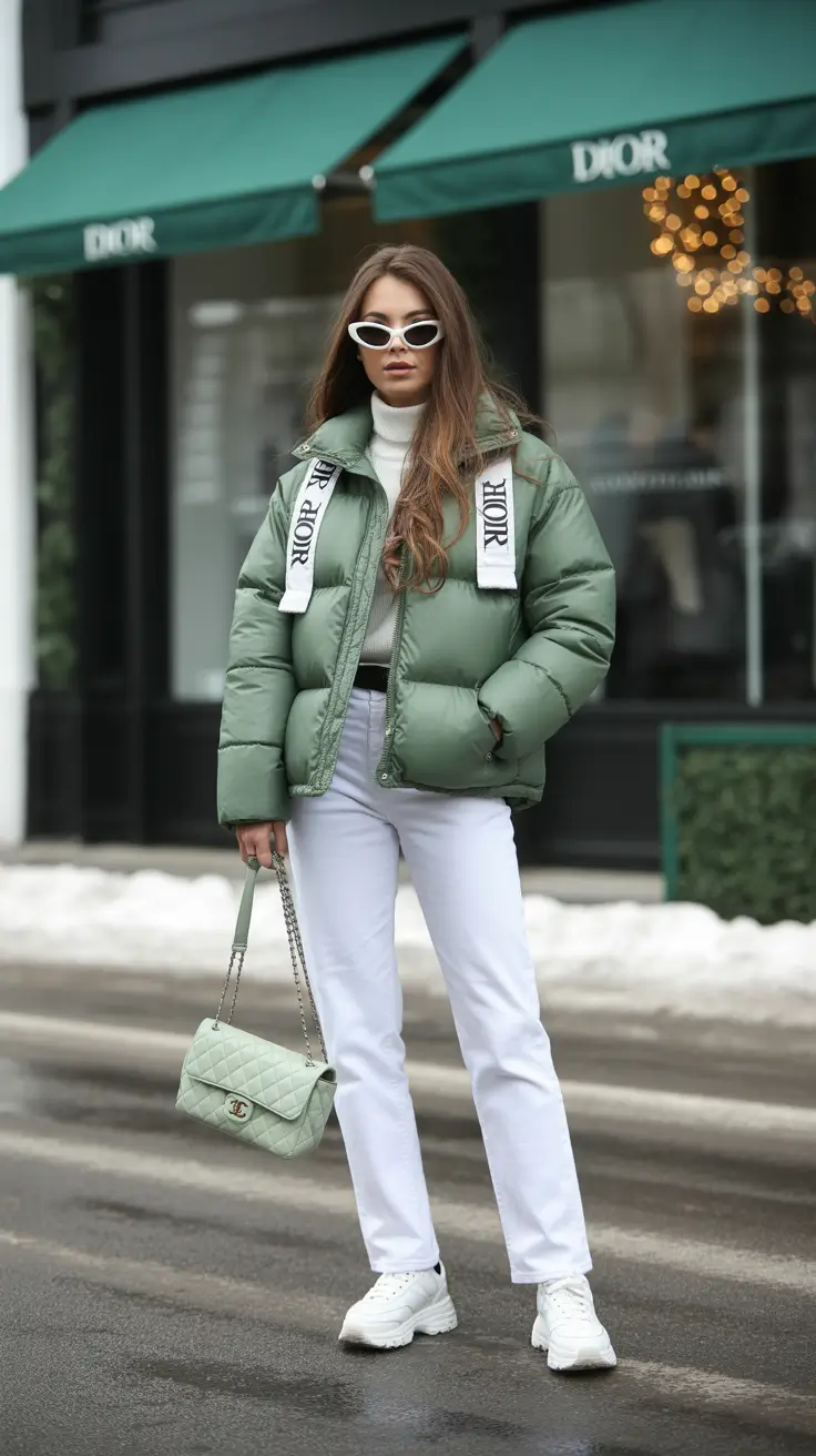 Winter 2025-2026: going out outfit ideas Sporty Luxe in Pastel Green