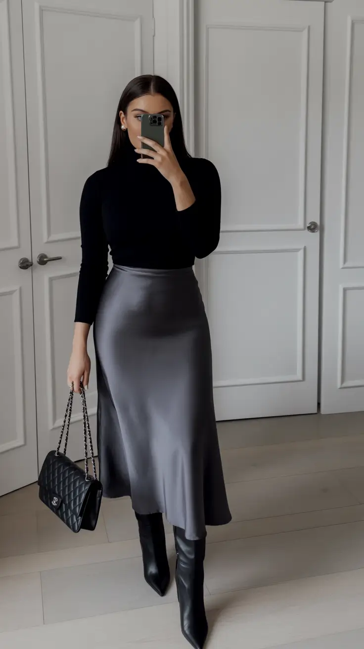 Winter business casual Work Outfits 2025 - 2026 Style Guide Silver Grace with Black Foundations