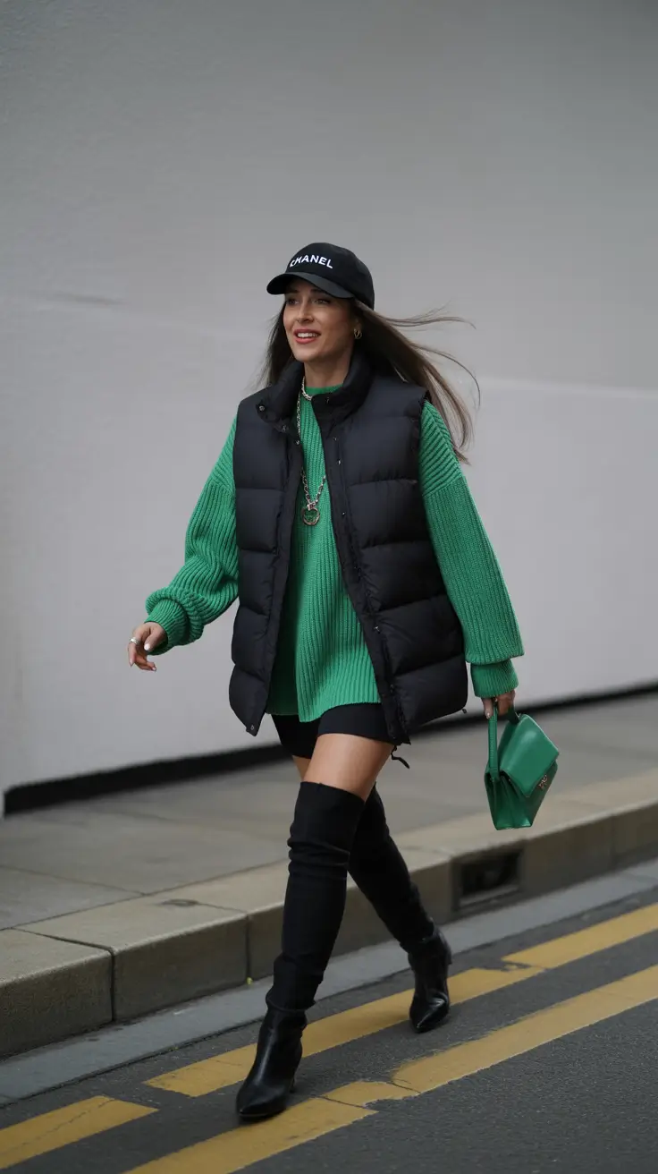 Winter Capsule Wardrobe for Women 2025 - 2026 Sporty Chic with a Pop of Green