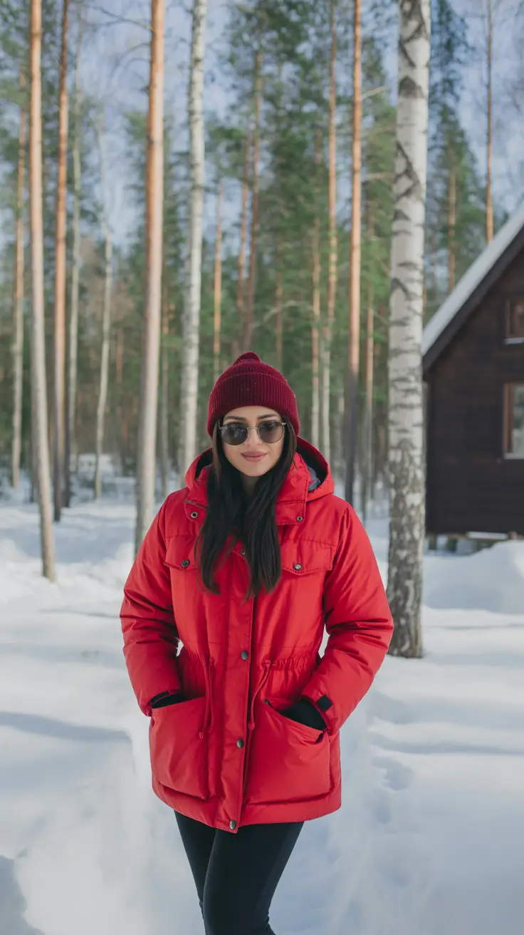Winter Capsule Wardrobe for Women 2025 - 2026 Red Parka Energy