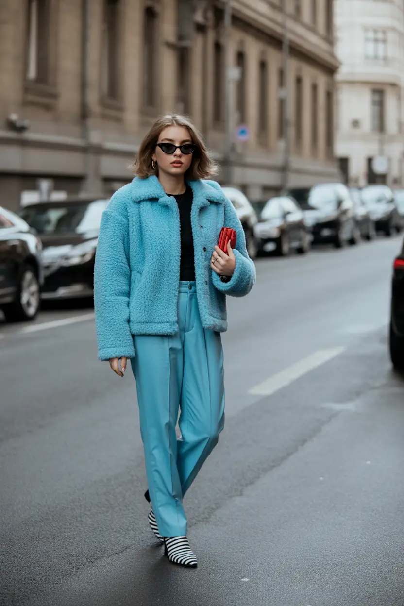 winter fits ideas 2025 / 2026 Pop of Blue Playfulness