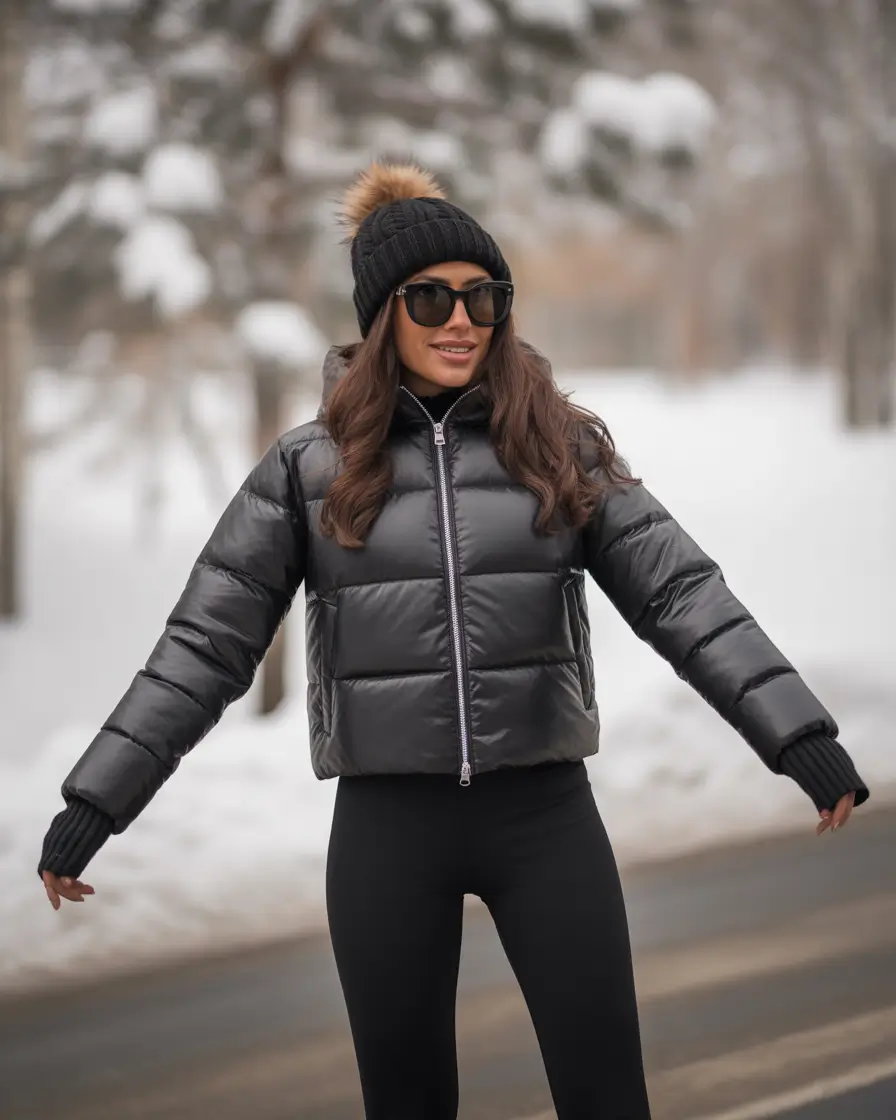 winter fits ideas 2025 / 2026 Sporty Black Puffer