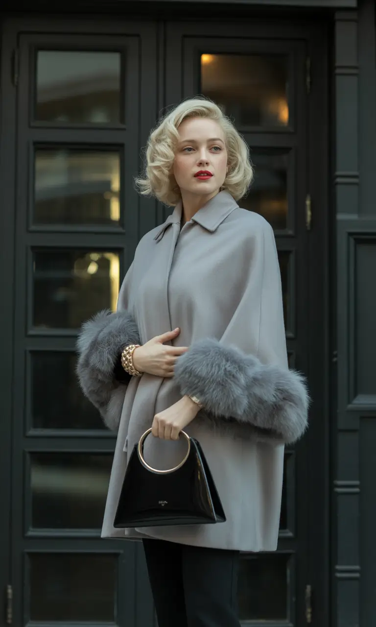 winter fits ideas 2025 / 2026 Retro Glamour Grey