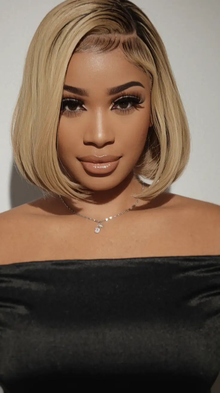 Winter Hairstyles 2025-2026 Trends & Ideas Chic Blonde Bob with Sleek Edges